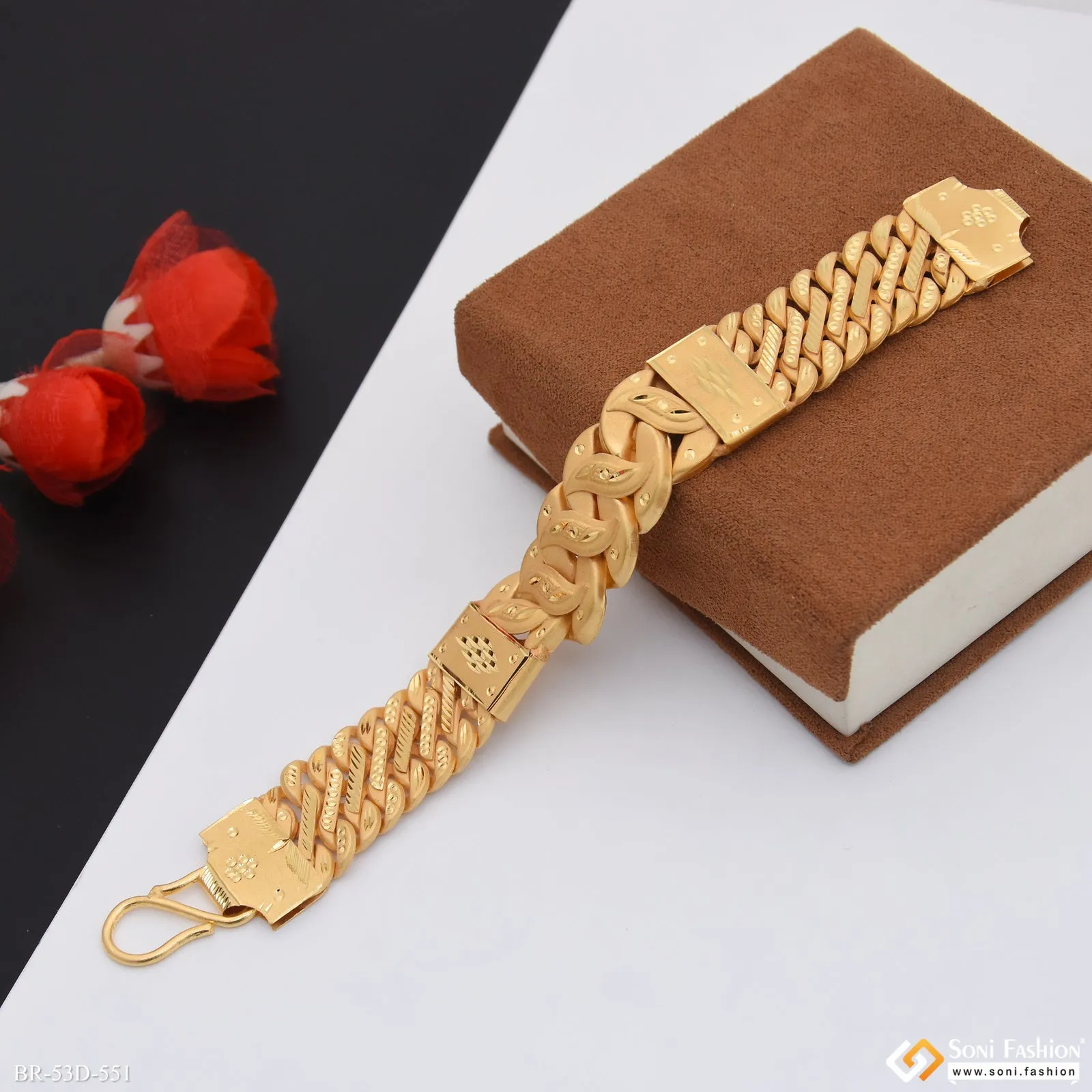 1 Gram Gold Plated 2 In 1 Pokal Bracelet for Men - Style D551