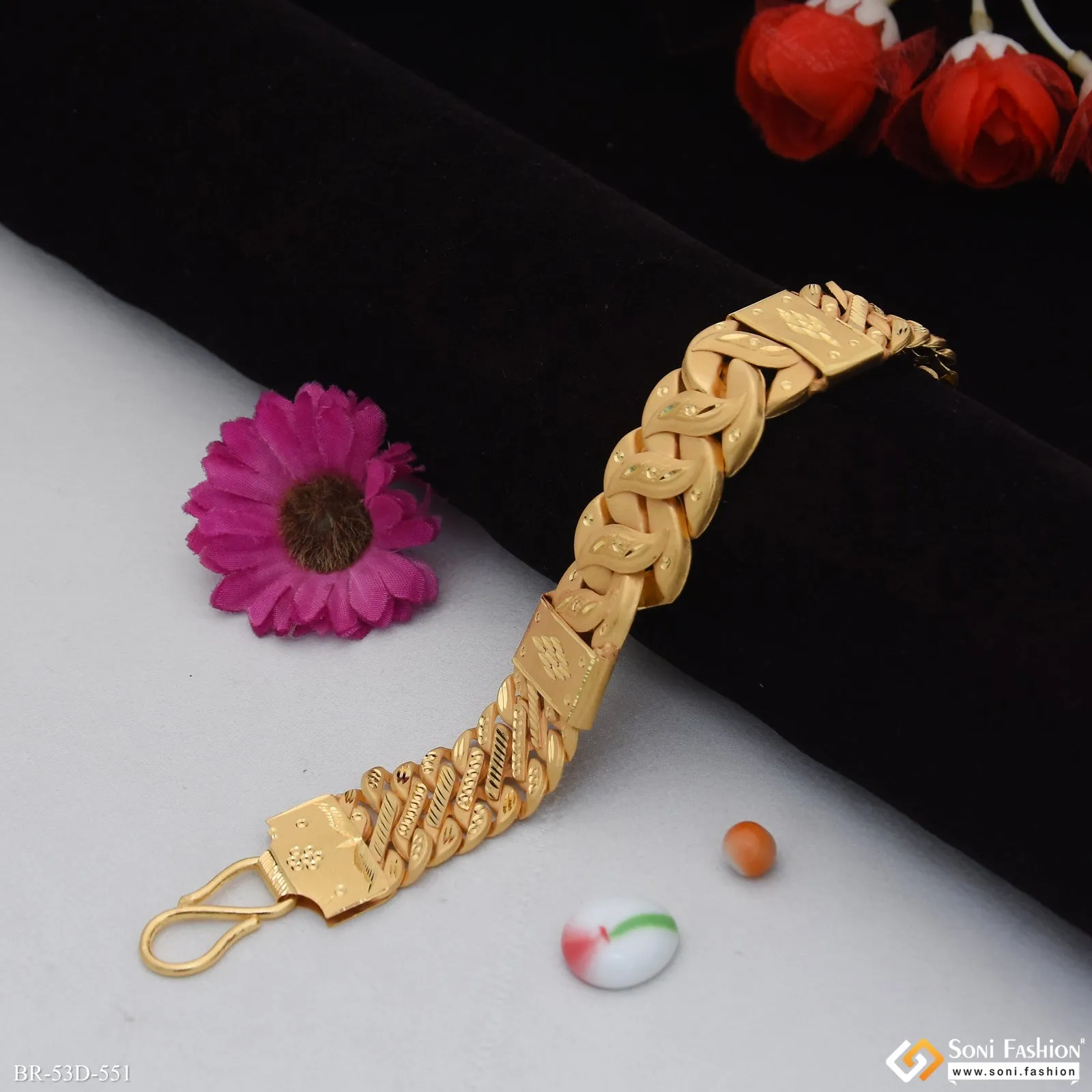 1 Gram Gold Plated 2 In 1 Pokal Bracelet for Men - Style D551