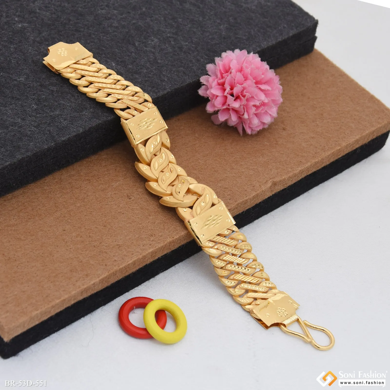 1 Gram Gold Plated 2 In 1 Pokal Bracelet for Men - Style D551