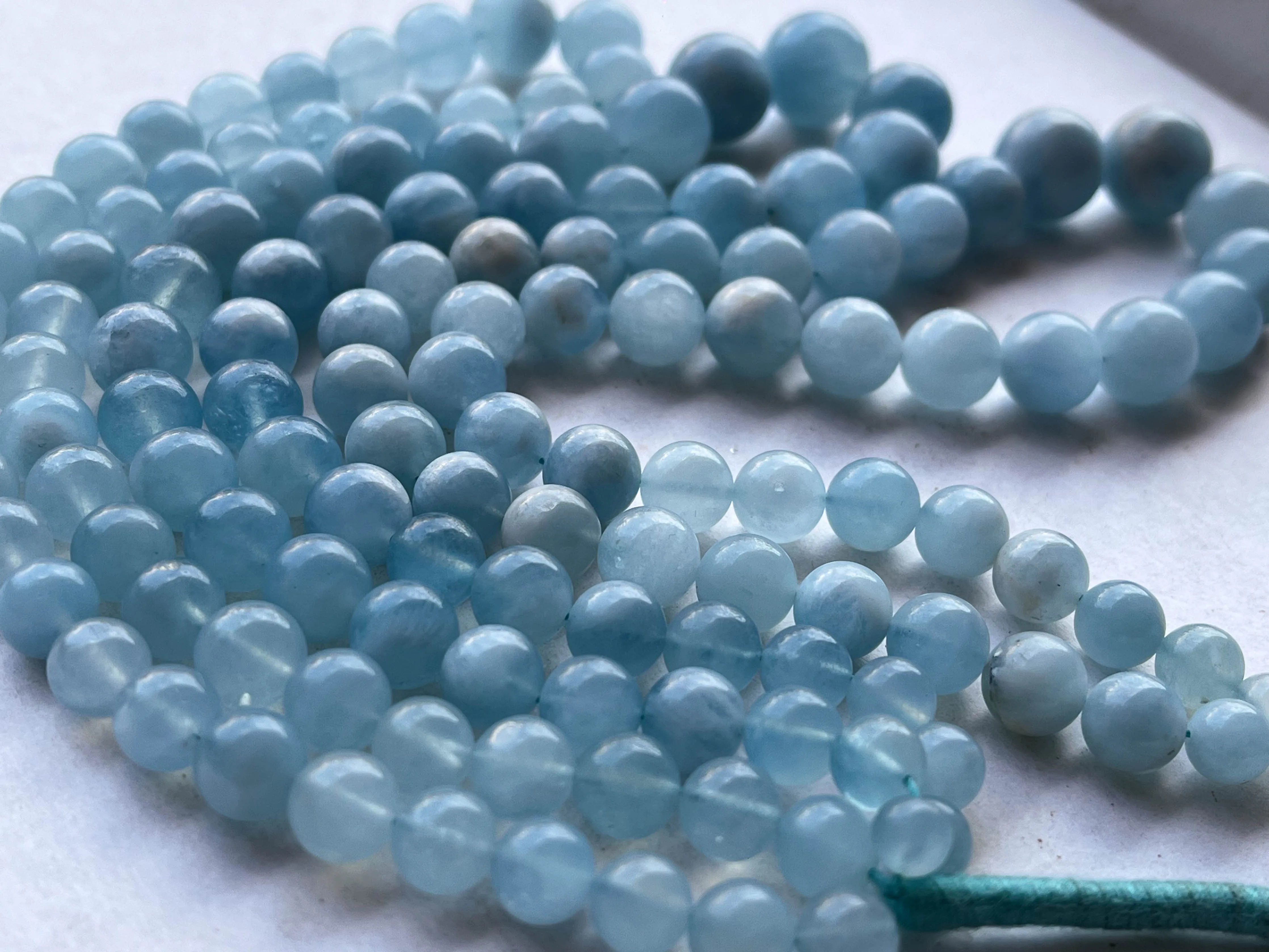 Aquamarine Smooth Spherical shape beads