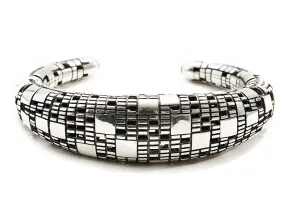 Bitcoin Blockchain Silver Cuff Bracelet