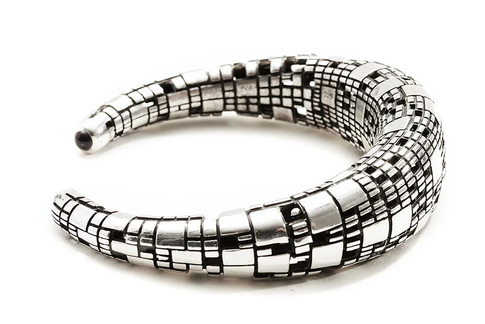Bitcoin Blockchain Silver Cuff Bracelet