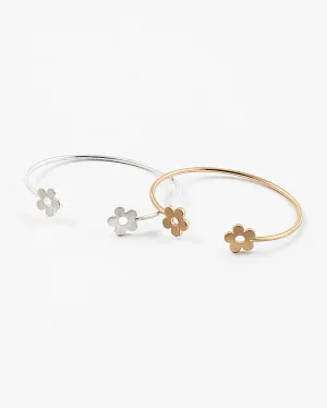Brushed Metal Flower Cuff