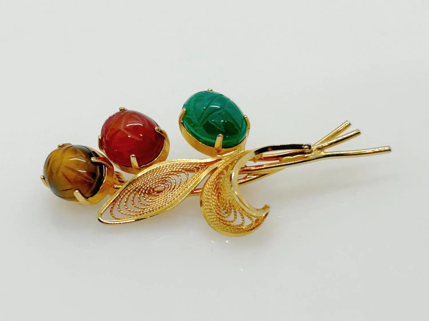 Burt Cassell 1/20th 12K Semi Precious Scarab Brooch