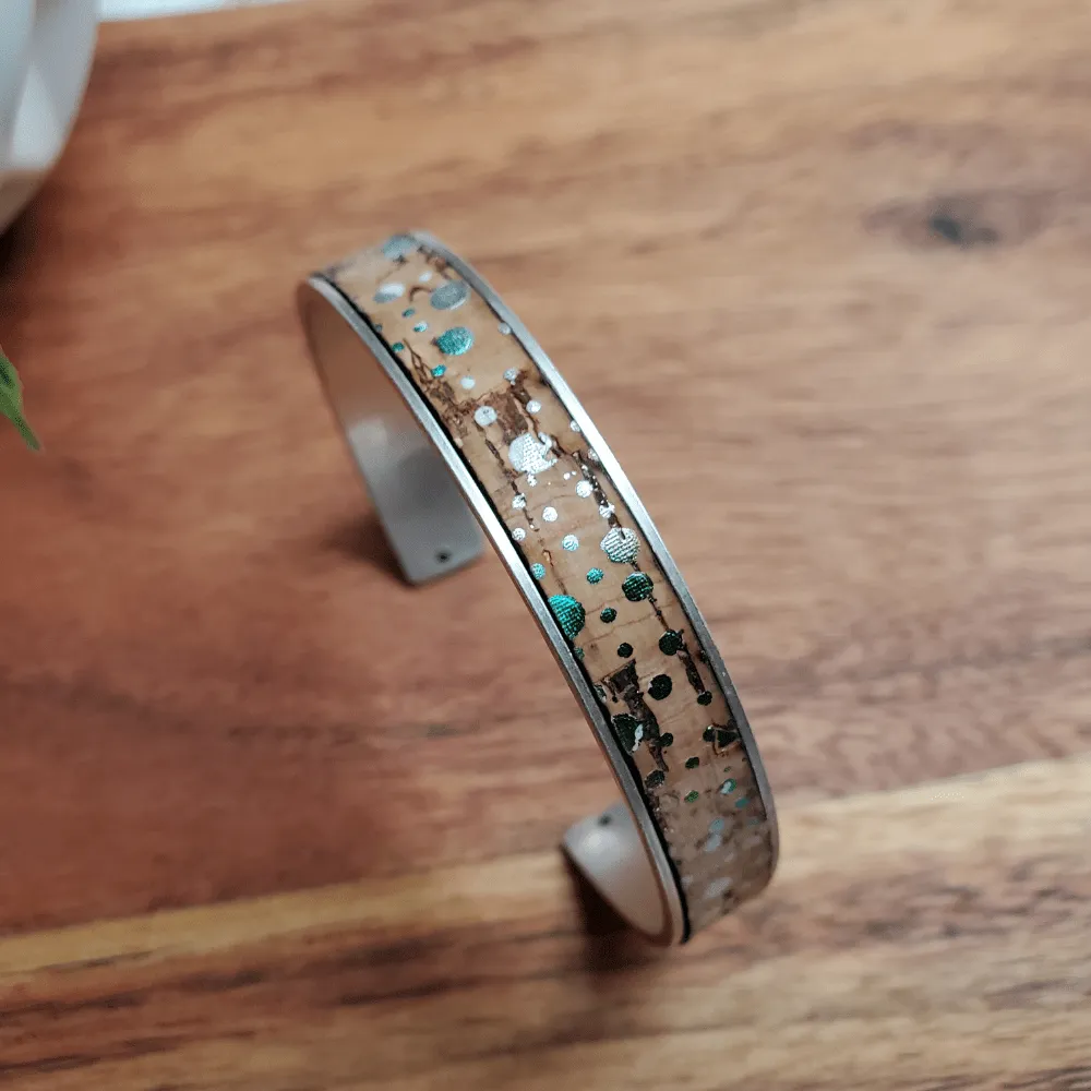 Cork Silver Skinny Cuff Bracelet