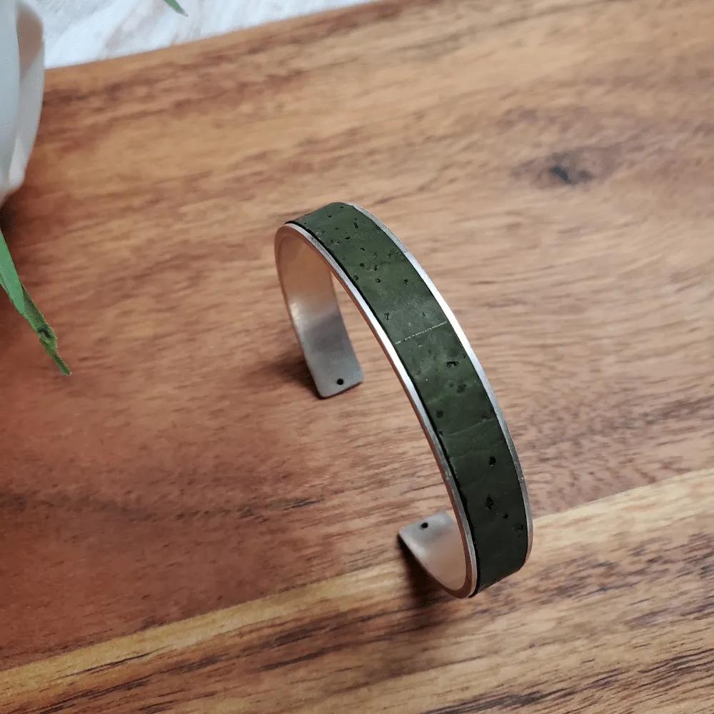 Cork Silver Skinny Cuff Bracelet