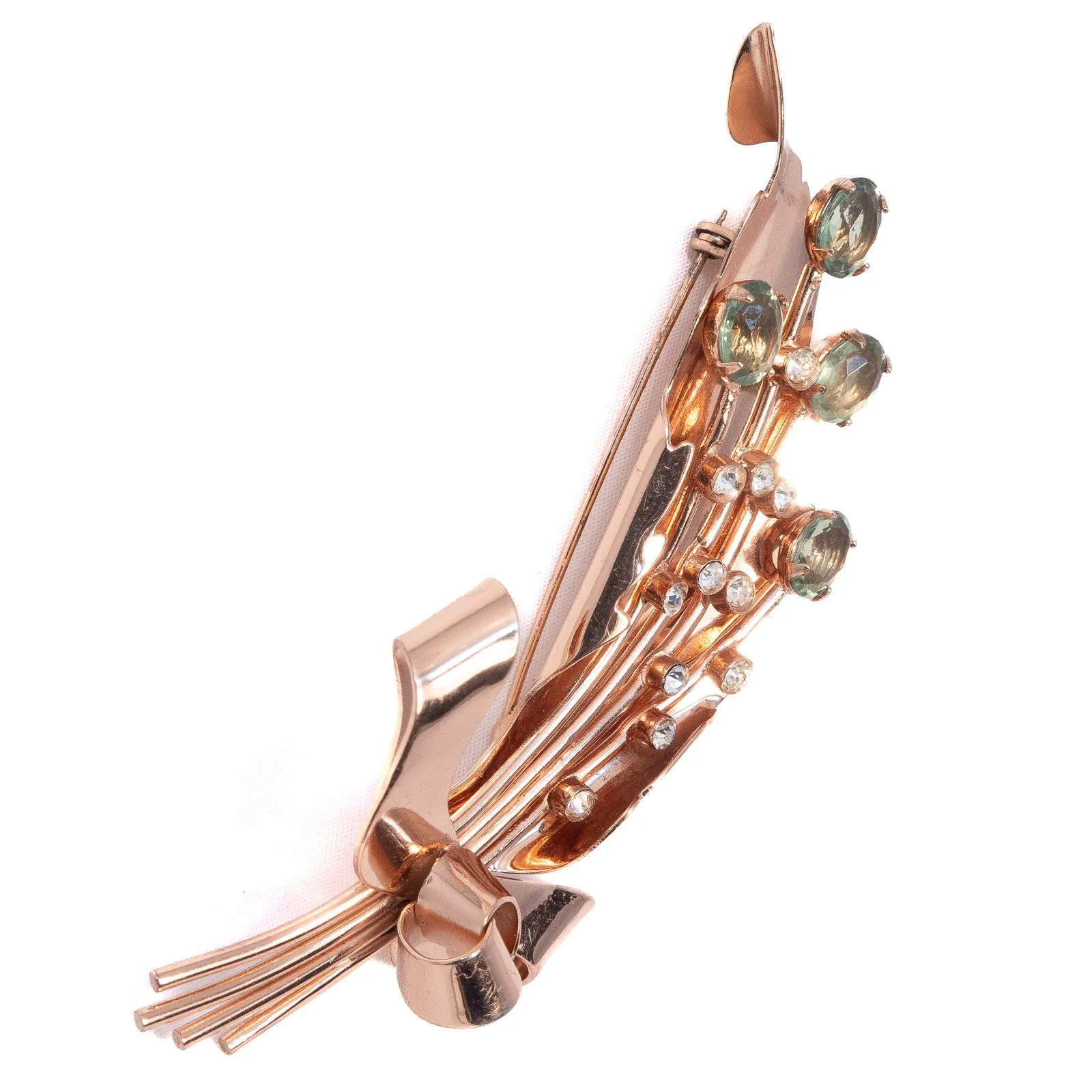 CoroCraft Sterling Floral Bow Brooch