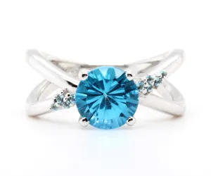 Criss Cross Starburst Blue Topaz Ring