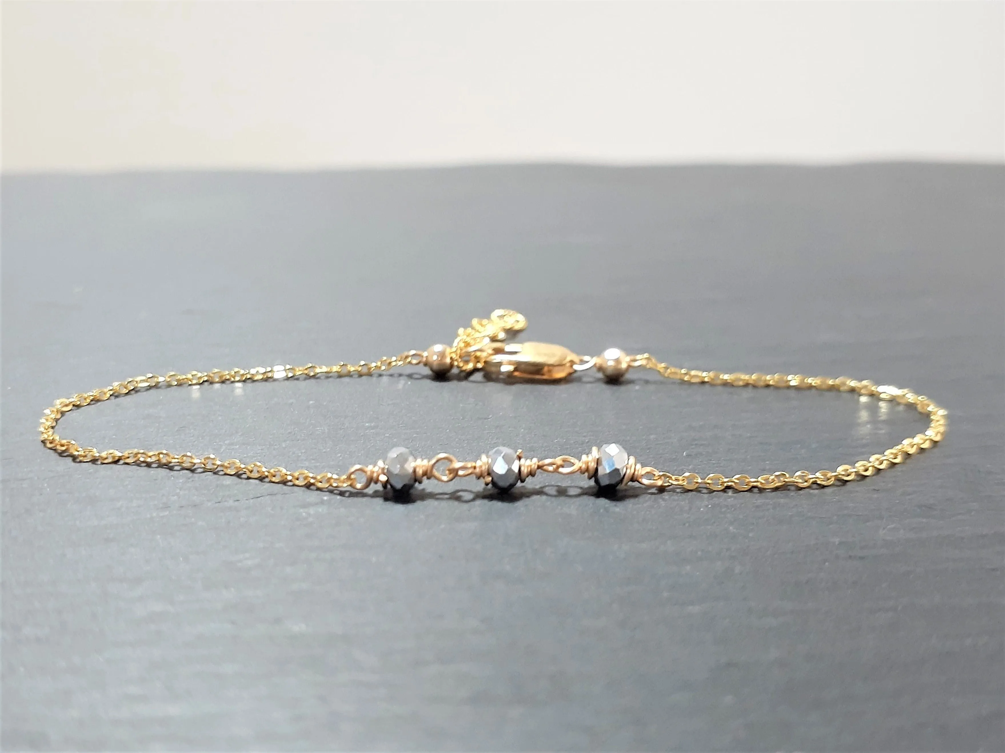 Dainty Silver Pyrite Bracelet - Two Toned Bracelet