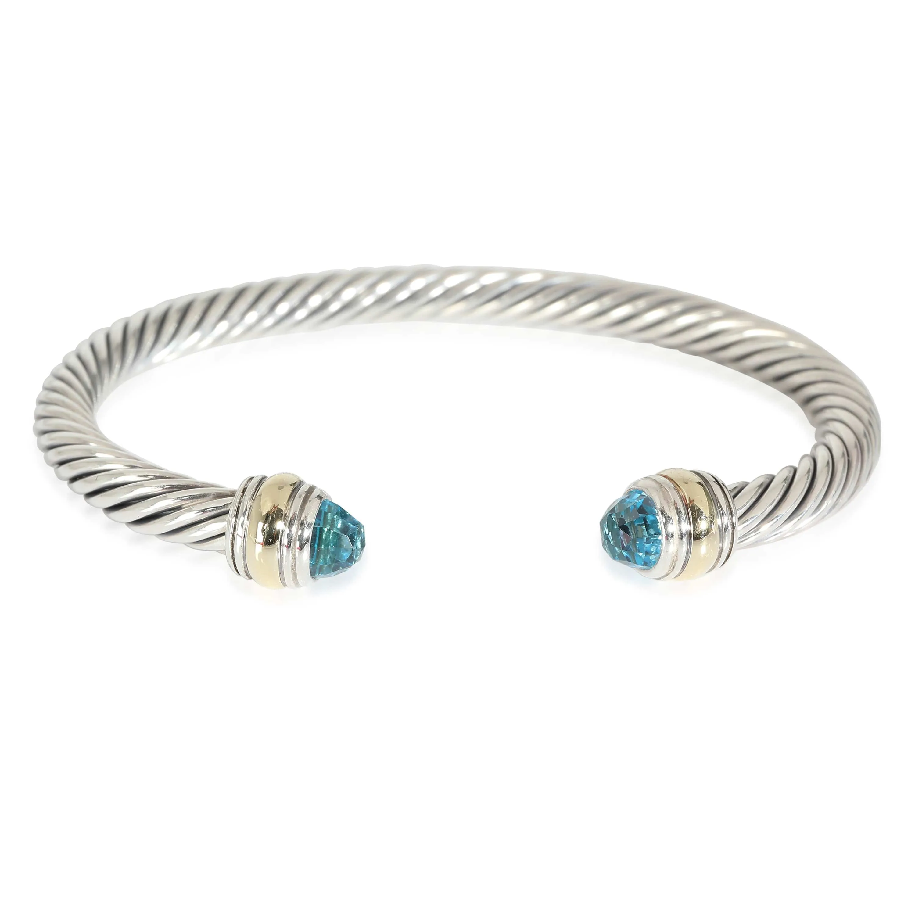 David Yurman Cable Classic Blue Topaz Bracelet, 14k Yellow Gold/Sterling Silver