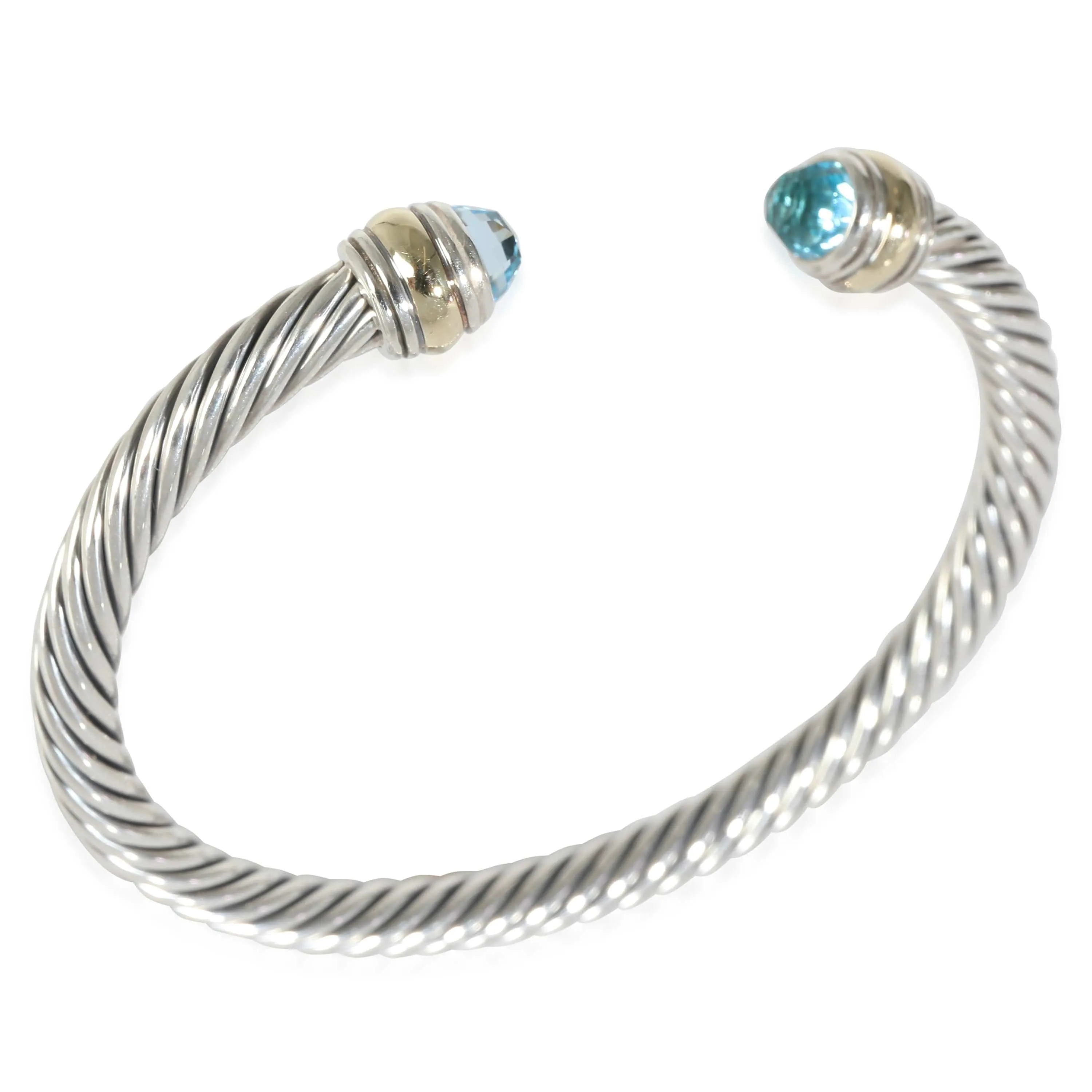 David Yurman Cable Classic Blue Topaz Bracelet, 14k Yellow Gold/Sterling Silver