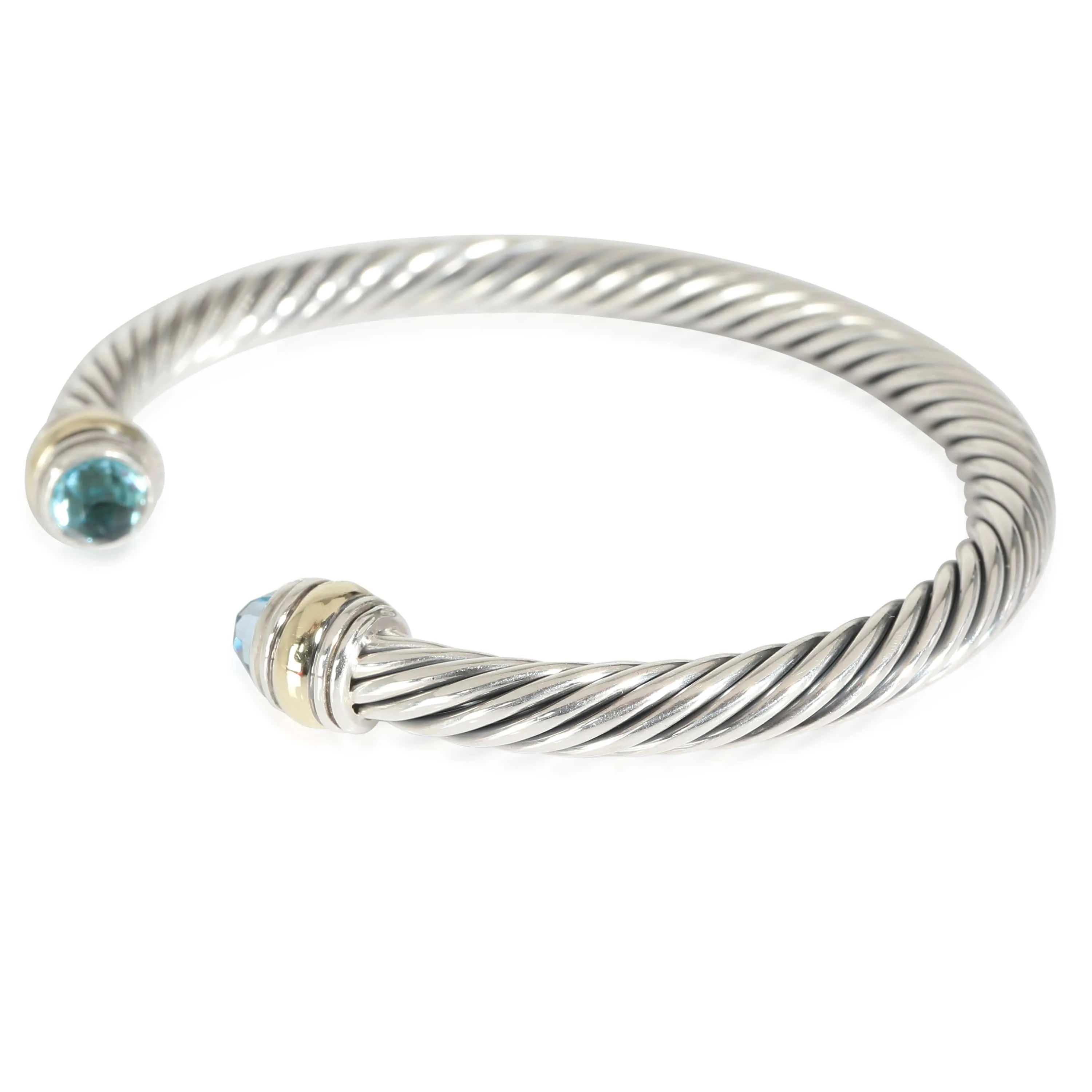 David Yurman Cable Classic Blue Topaz Bracelet, 14k Yellow Gold/Sterling Silver