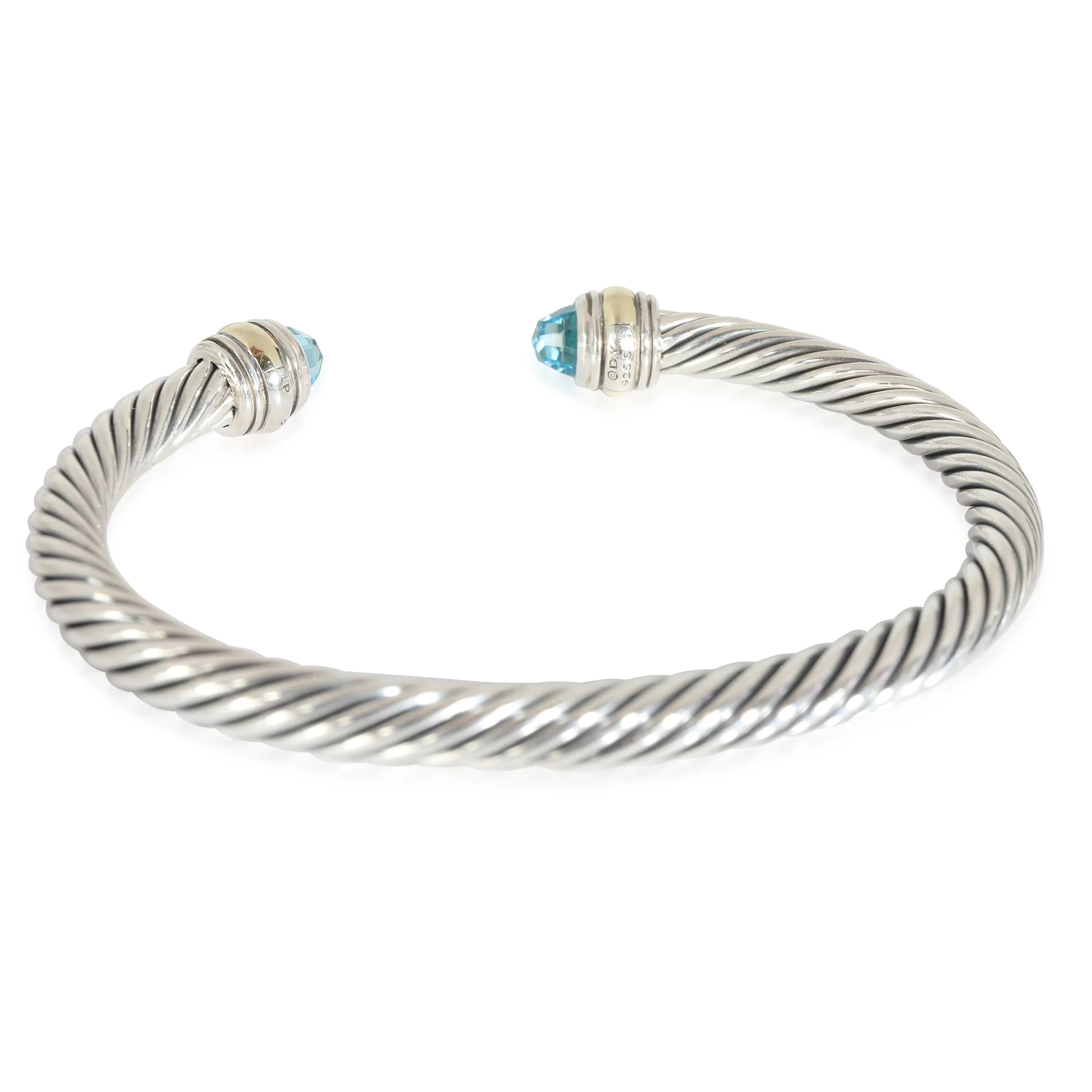 David Yurman Cable Classic Blue Topaz Bracelet, 14k Yellow Gold/Sterling Silver