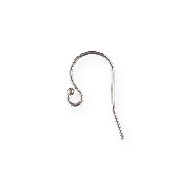 Earring Findings, Round Wire with Ball and Loop 21mm Long, Sterling Silver (1 Pair)
