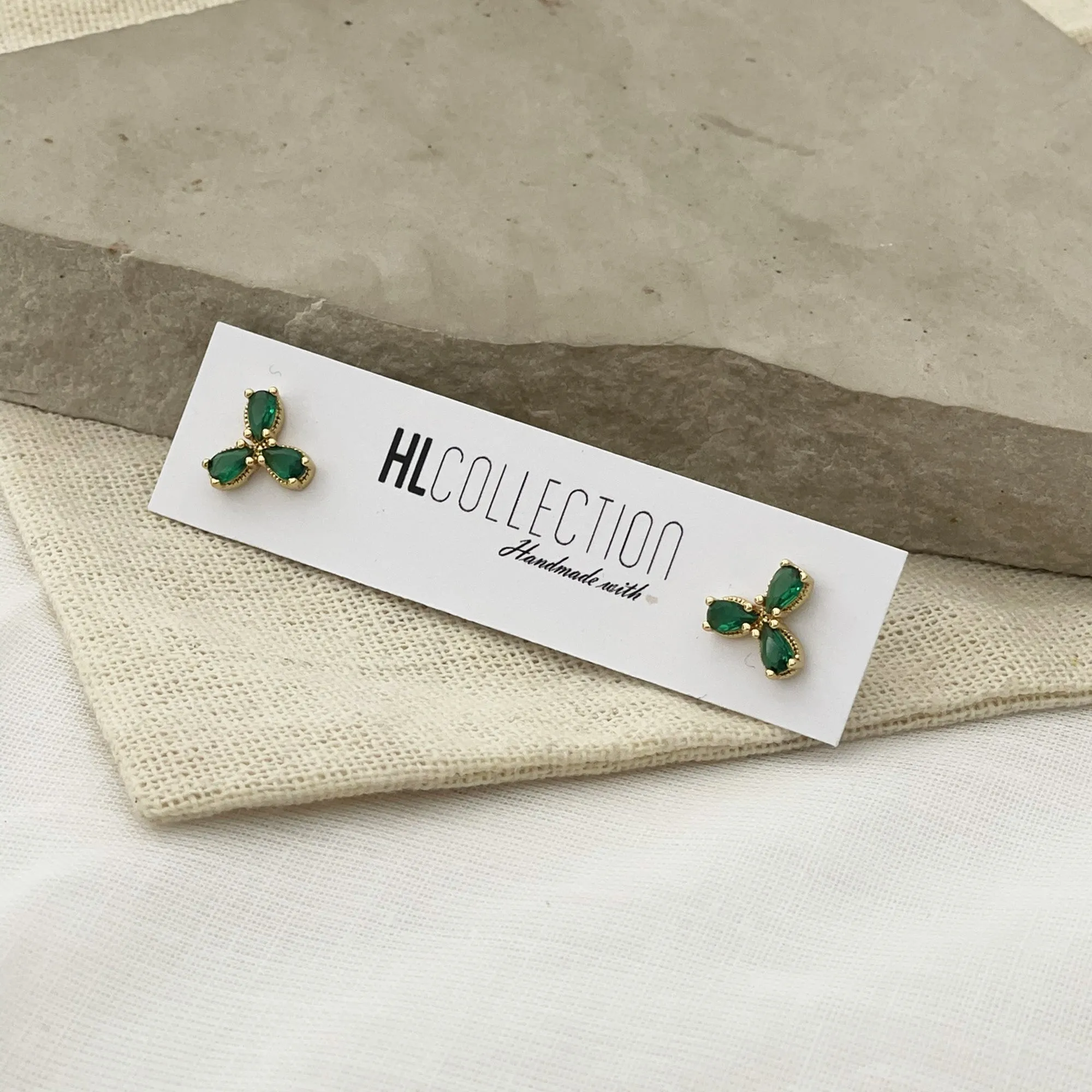 Emerald Flower Stud Earrings