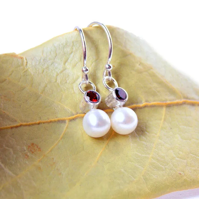 Freshwater Pearl Birthstone Drop Earrings- Sterling Silver