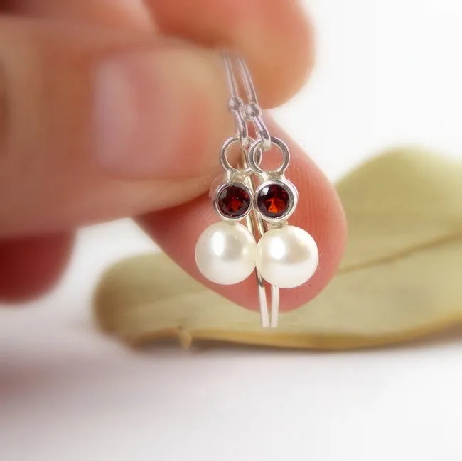 Freshwater Pearl Birthstone Drop Earrings- Sterling Silver