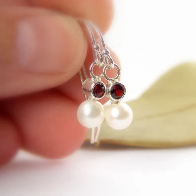 Freshwater Pearl Birthstone Drop Earrings- Sterling Silver