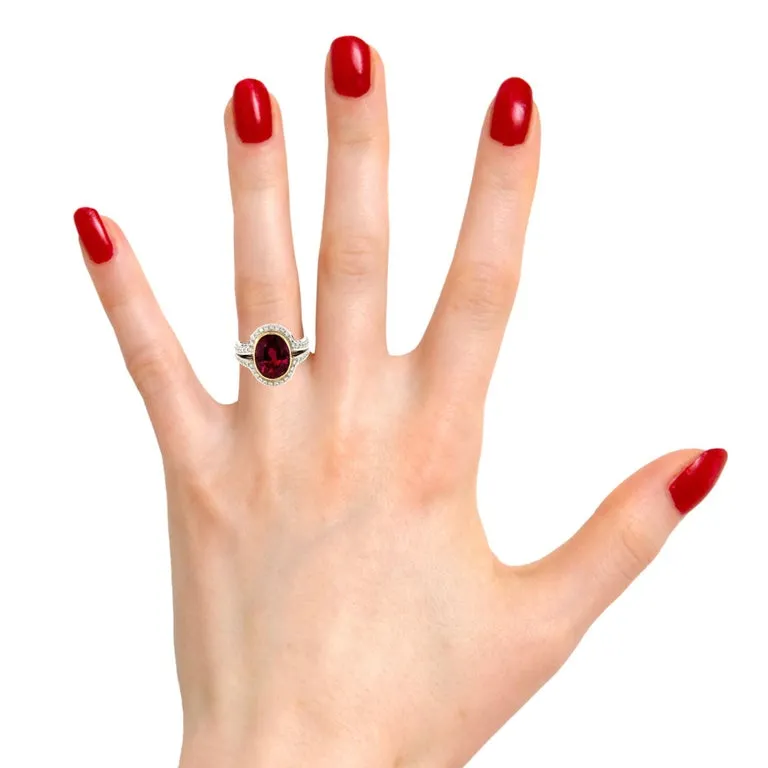 GIA Certified 4.61 Carat Ruby and Diamond Cocktail Ring in Yellow and White Gold
