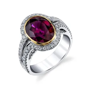 GIA Certified 4.61 Carat Ruby and Diamond Cocktail Ring in Yellow and White Gold