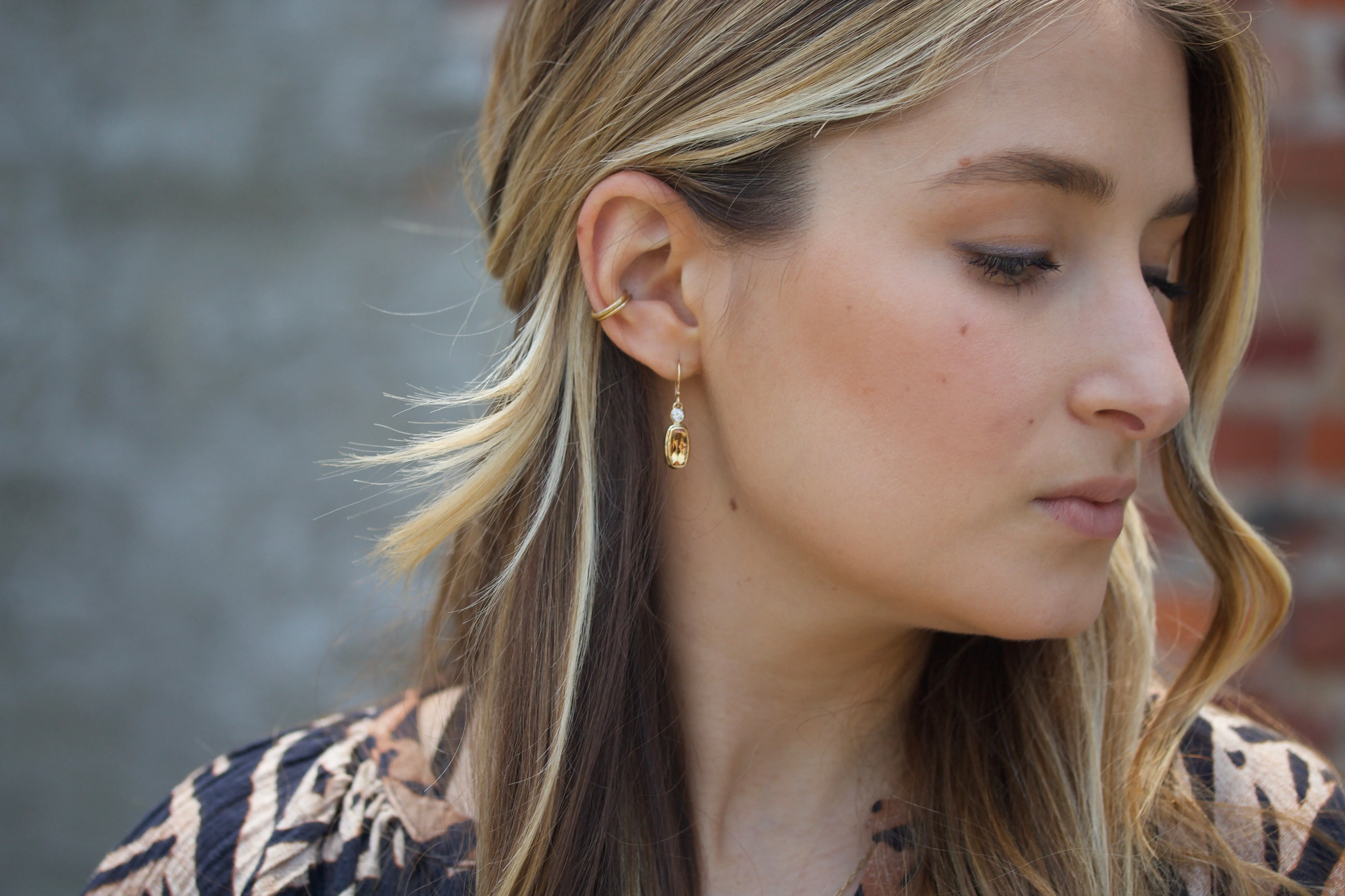 Imperial Topaz & Diamond Earrings