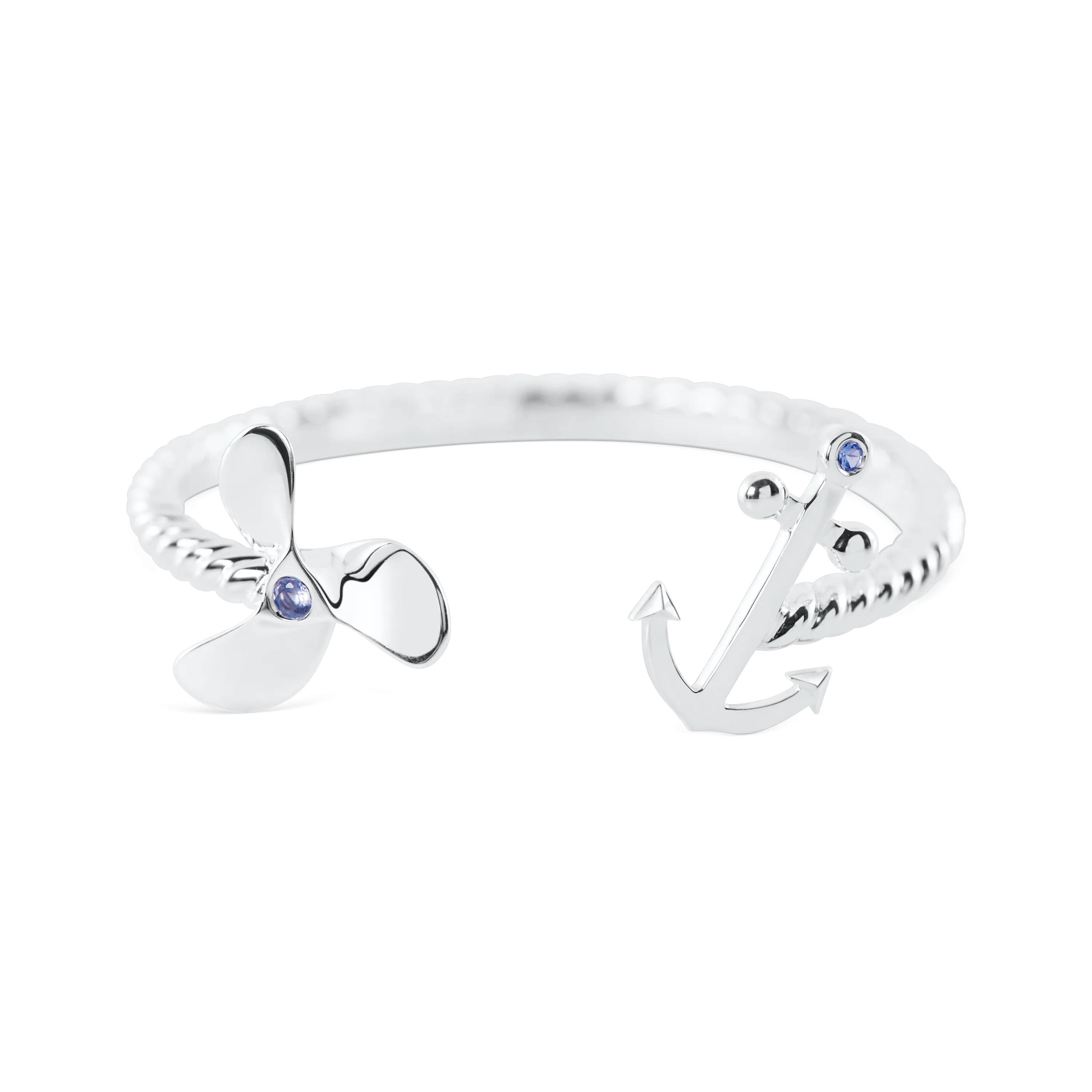 Ladies Propeller Anchor Cuff Bracelet from Nau-T-Girl in Silver
