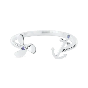 Ladies Propeller Anchor Cuff Bracelet from Nau-T-Girl in Silver