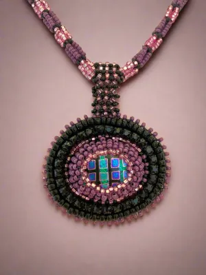 Midnight Mosaic Beaded Necklace