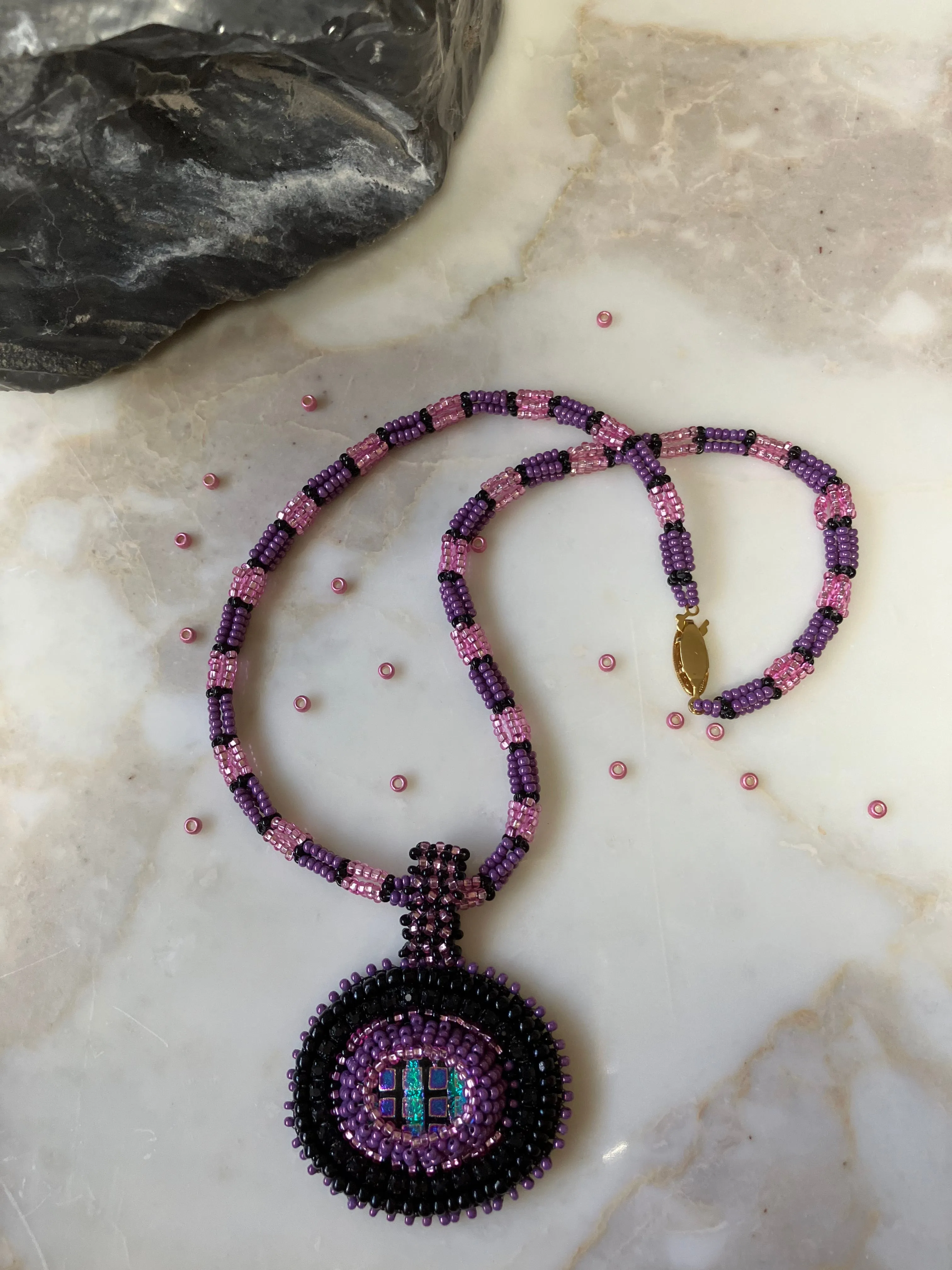 Midnight Mosaic Beaded Necklace
