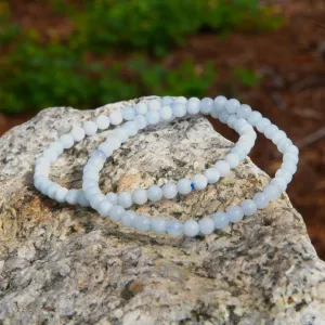 Natural Aquamarine 4mm Bead Bracelet on Stretch Band – Elegant Healing Crystal for Inner Calm and Clarity