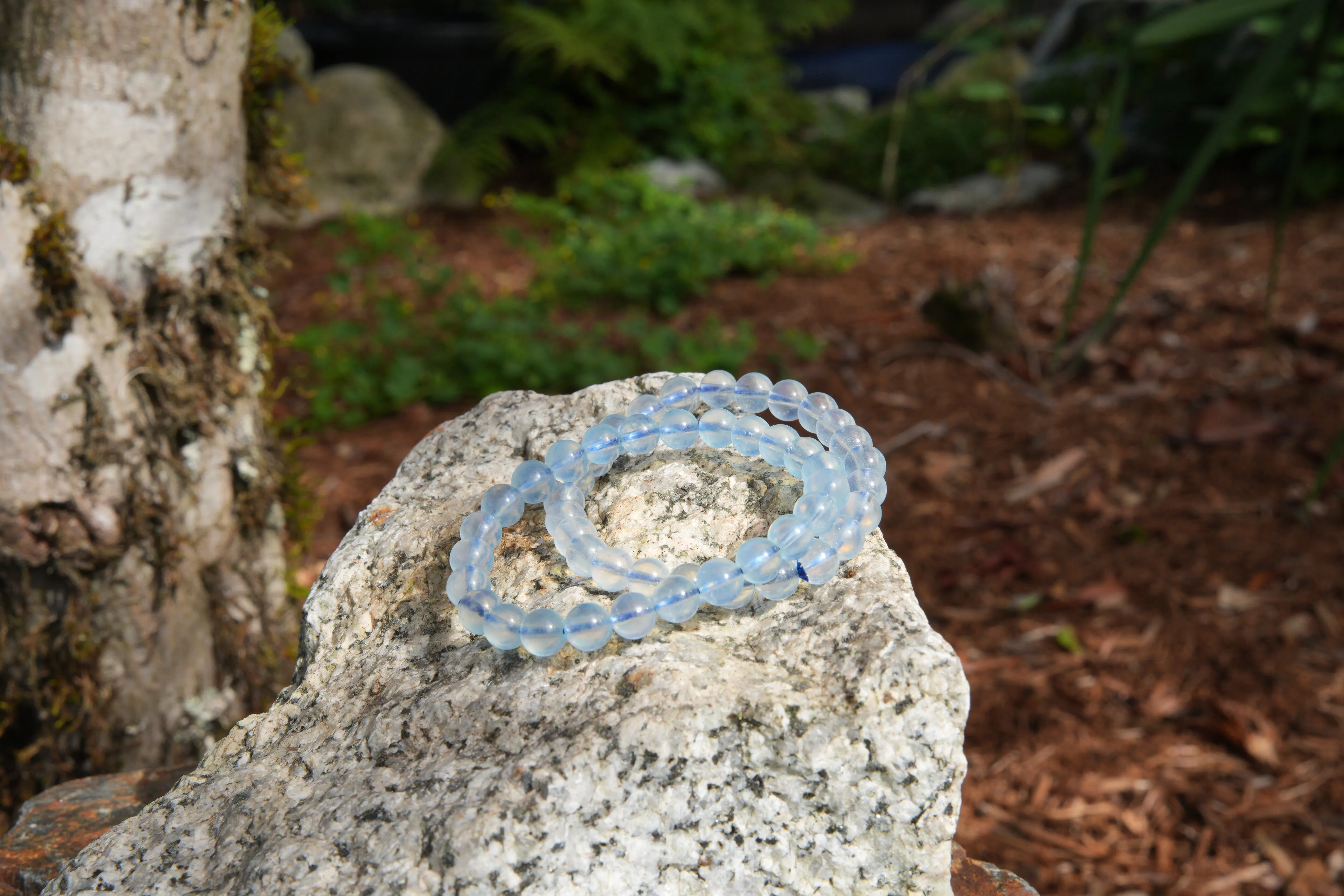 Natural Aquamarine 7mm Bead Bracelet on Stretch Band – Elegant Healing Crystal for Inner Calm and Clarity