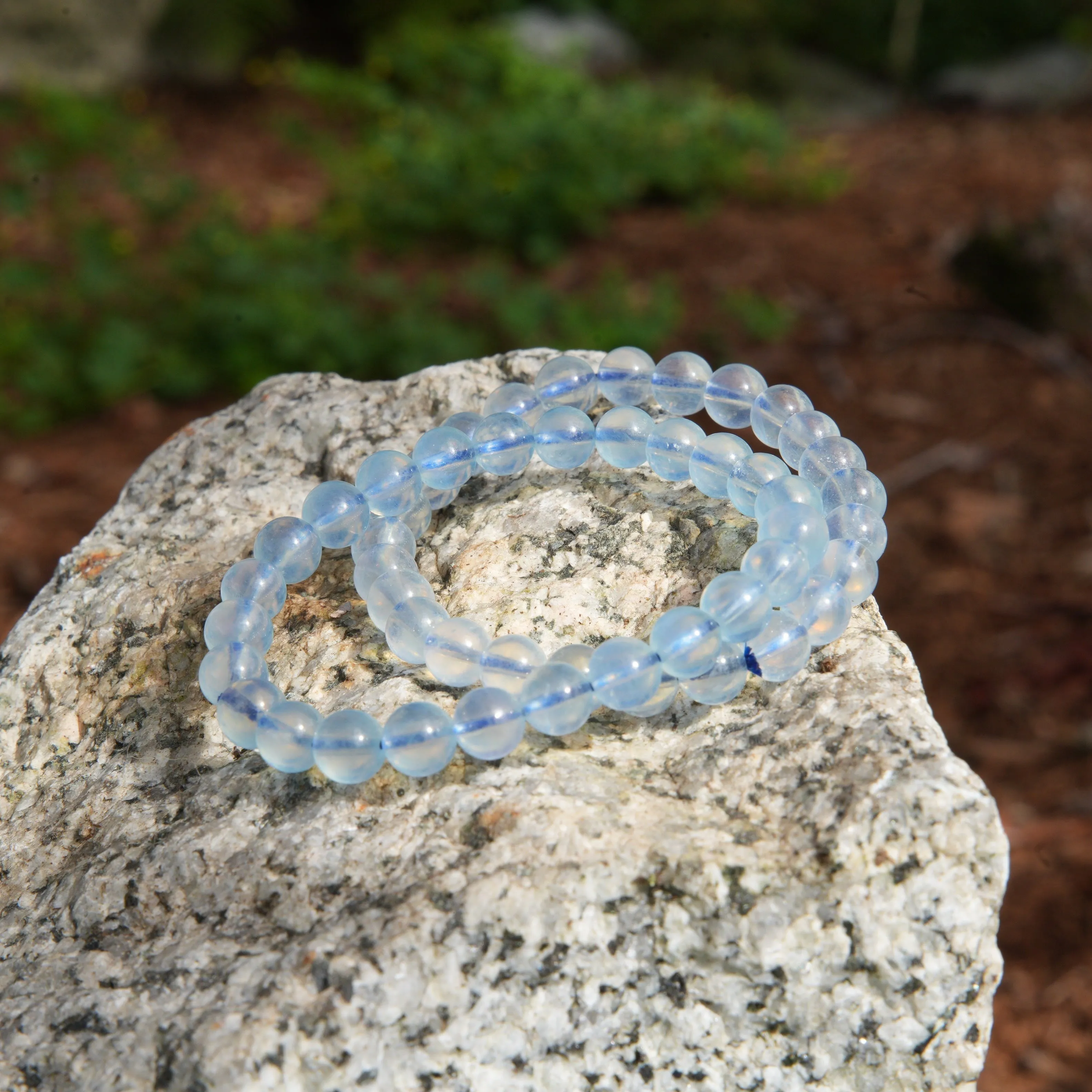 Natural Aquamarine 7mm Bead Bracelet on Stretch Band – Elegant Healing Crystal for Inner Calm and Clarity