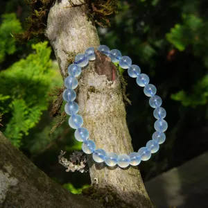 Natural Aquamarine 7mm Bead Bracelet on Stretch Band – Elegant Healing Crystal for Inner Calm and Clarity