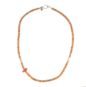 Opal, Coral, Precious Topaz & High Karat Gold Beaded Necklace