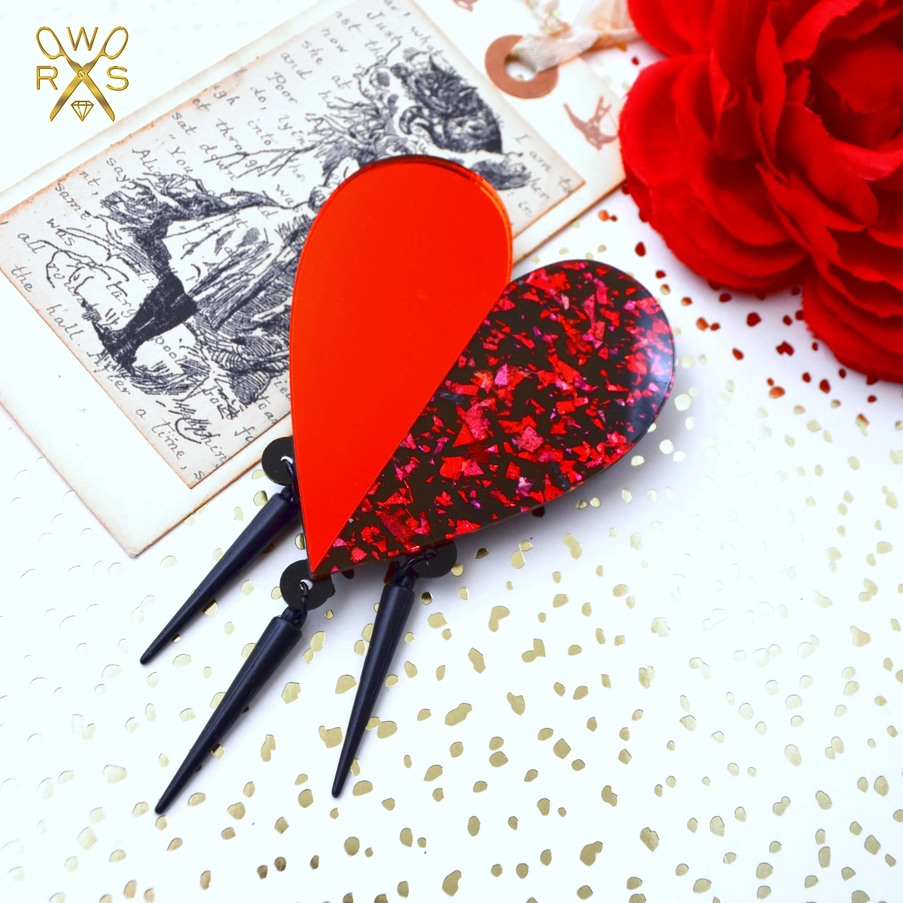 SALE UNTAMED HEART In Red Laser Cut Acrylic