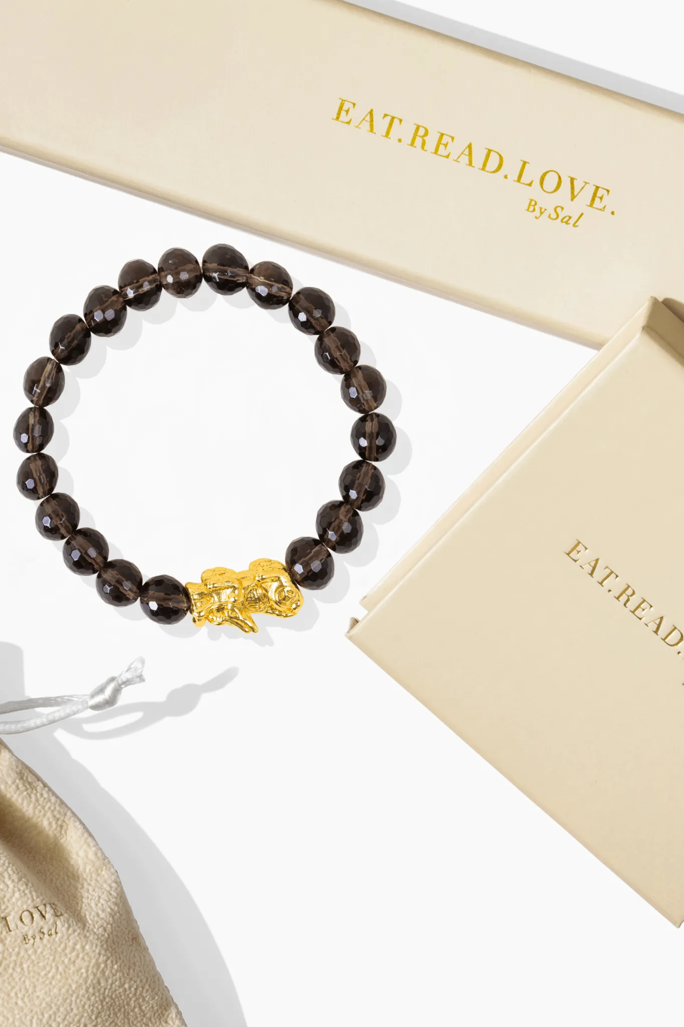 Smoky Quartz Fortune Pixiu Feng Shui Bracelet