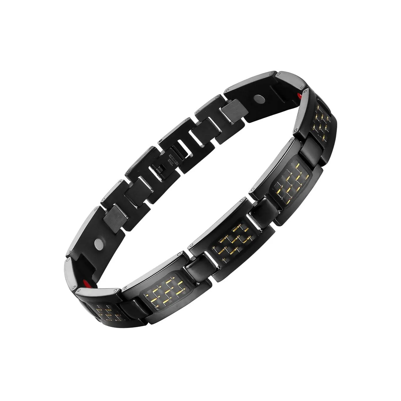 Stainless Steel Yellow Carbon Fiber Magnetic Bracelet