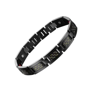 Stainless Steel Yellow Carbon Fiber Magnetic Bracelet