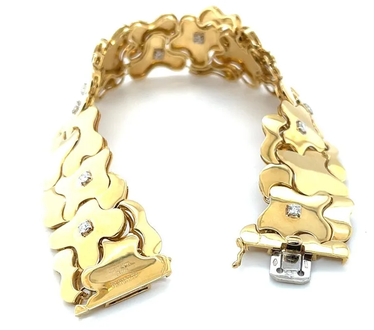 Staurino Fratelli 18k Yellow Gold Modern "Puzzle" Bracelet,  1.00 carat Diamonds