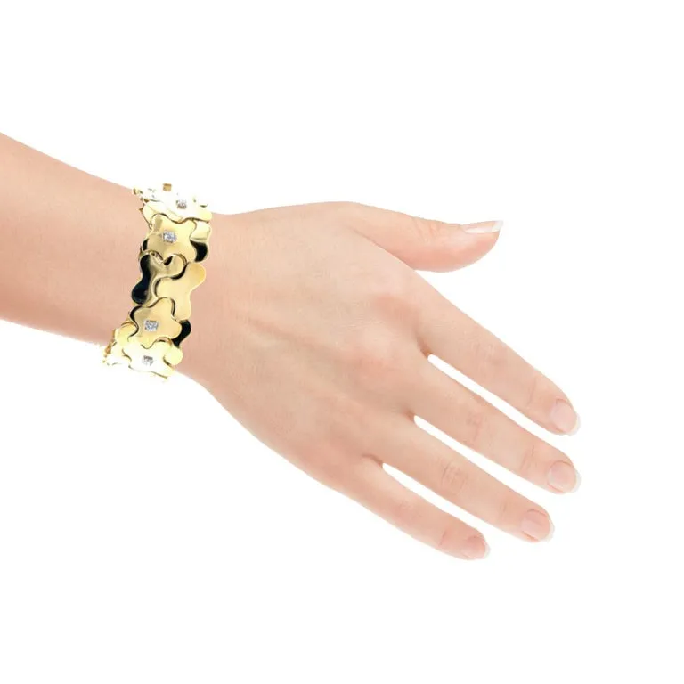 Staurino Fratelli 18k Yellow Gold Modern "Puzzle" Bracelet,  1.00 carat Diamonds