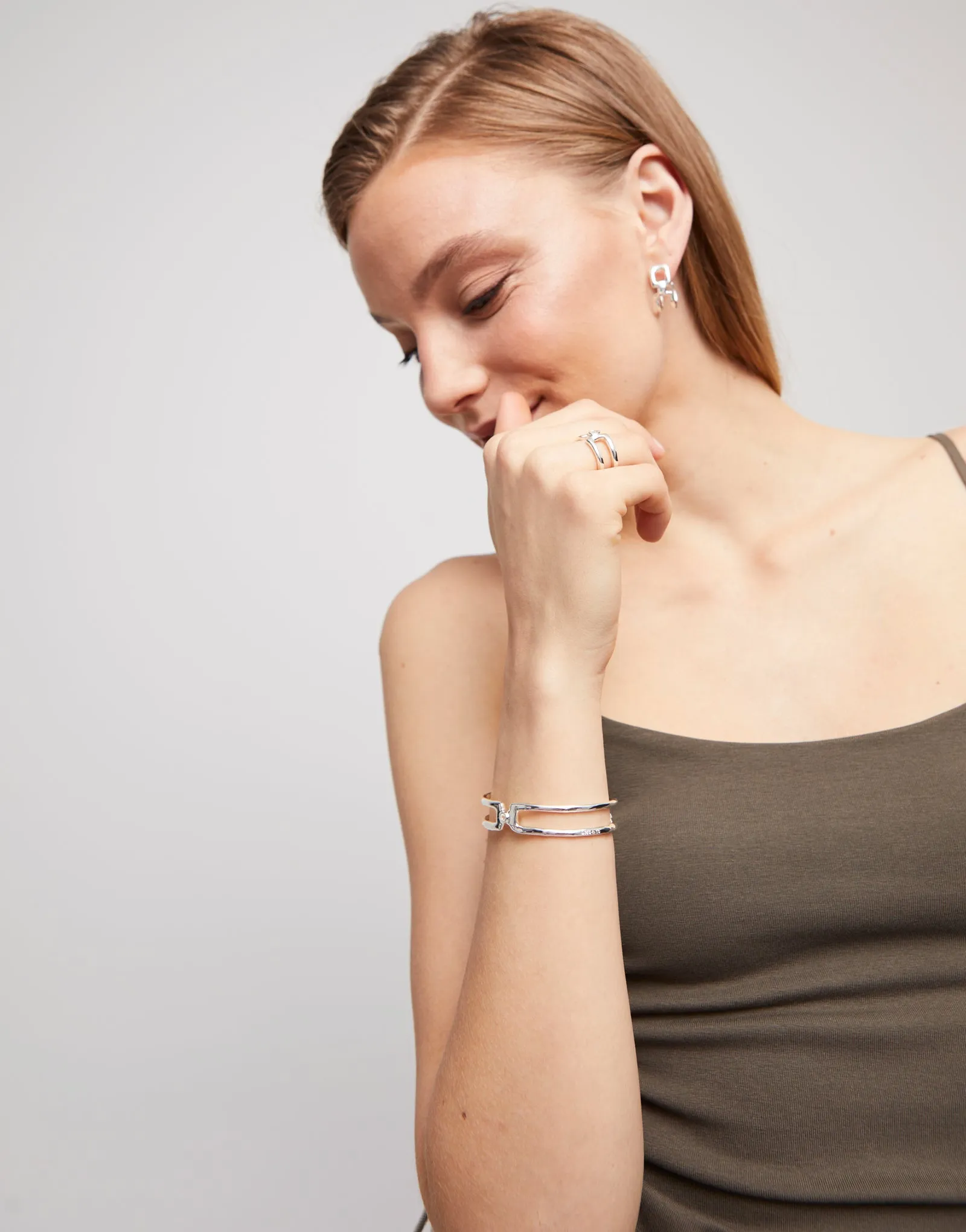 UNOde50 Double Sterling silver-plated Bracelet with White Topaz